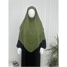 R&S Modibone Üç Katlı Multı Sifon Sufle Eşarp ,khimar Hazır Eşarp Bağcıklı Eşarp Peçeli Yeşil Renk