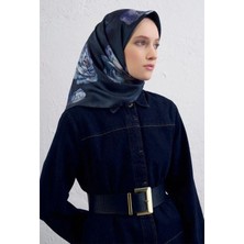 Armine 2025 Desenli Saf Ipek Twill Eşarp 9419-56
