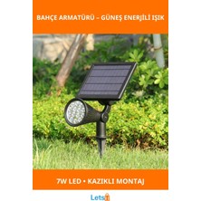 Letsii Güneş Enerjili 7W Kazıklı Bahçe Aydınlatma Armatürü