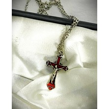 Dükkan Design Kırmızı Mineli Katolik Haç Kolye