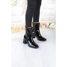 Fort 1194 Uraz Rugan Rahat 6 cm Kalın Topuk Yüksekliği Kut Burun Kadın Bot