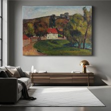 Paul Cézanne Kırmızı Çatılı Ev Kırsal Resmi Kanvas Tablo Duvar Tablosu Dekoratif Ressam Tablosu