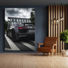 Audi R8 Mat Siyah Süper Araba Kanvas Tablo Alman Quattro Otomobil Tablo