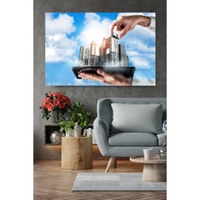 Gökyüzünde Bina Yapıları Emlak Inşaat Mimarlık Ofisleri Hd Hd Baskı Yatay Kanvas Tablo 42