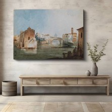 J.m.w. Turner Italya Nehir Köprü Manzarası Kanvas Tablo Duvar Tablosu Dekoratif Ressam Tablosu