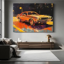 Dodge Challenger Klasik Amerikan Kanvas Tablo Kas Arabası Sanatsal Muscle Tablo
