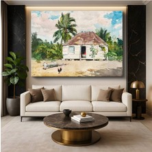 Gülsen Art Winslow Homer Native Hut Bahamas Tropik Ev Resmi Kanvas Tablo Duvar Tablosu Dekoratif Ressam Tablosu