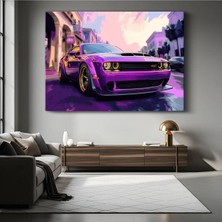 Gülsen Art Dodge Challenger Srt Mor Kanvas Tablo Canavar Spor Otomobil Hemi Tablo