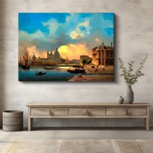 Gülsen Art Félix Ziem Venedik Kanal Manzarası Kanvas Tablo Duvar Tablosu Dekoratif Ressam Tablosu