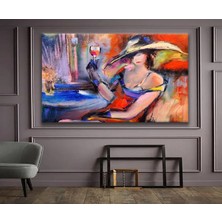 Gülsen Art Soyut Tasarım Kadeh ile Bekleyiş Hd Dijital Baskı Yatay Kanvas Tablo Oturma Odası Ofis Dekoru