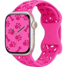 Alstrap Apple Watch 11-10 42MM 9 8 7 41MM Se 6 5 4 40MM 1 2 38MM Uyumlu Paw & Bone Desenli Silikon Kordon