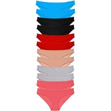 MELENERS 12 Adet Eko Set Likralı Kadın Slip Külot Çok Renkli 3