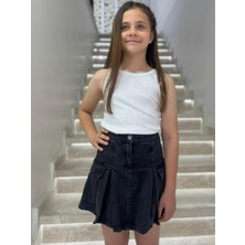 Dmb Mojo Kız Çocuk 9-14 Yaş Cep Detaylı Piliseli Kot Etek 9729 Siyah