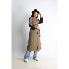 Turanyolu Şık Taş Rengi Düğmeli Trençkot – Rahat ve Modern Kesim