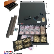 Saypos Açma Butonlu ve Montaj Askılı Metal Yazarkasa Para Çekmecesi Büyük Boy 40,5X42X11CM