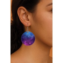 Nurdic Kadın Küpe Desenli Stilist Kancalı 3.5X5CM Yuvarlak Şeffaf Küpe Gökyüzü