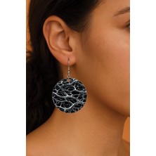 Nurdic Kadın Küpe Desenli Stilist Kancalı 3.5X5CM Yuvarlak Şeffaf Küpe Colette