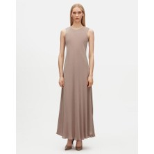 Eskişehir Mağazacılık T25Y-4034 Mıssdalıda Verev Kesim Cupro Elbise