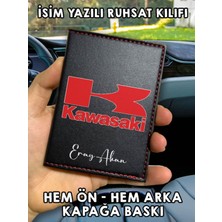 Nurdic Kawasaki Ön Arka Baskılı Oto Araç Ruhsat Kabı Kartlık Deri Isim Yazılı Kişiye Özel Cüzdan