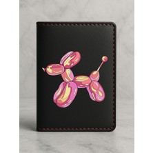 Nurdic Ruhsat Koruyucu Baskılı Kart Bölmeli Siyah Vinlex Deri Ruhsat Kabı Kılıfı Balon Köpek