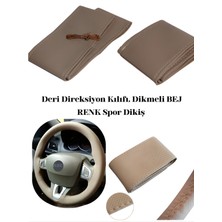Toyota Carmy Deri Direksiyon Kılıfı Prime Kalite, Dikmeli Bej Renk Spor Dikiş