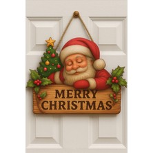 Okavango 30-20CM Yılbaşı Temalı Kapı Süsü Ahşap Yılbaşı Süsü