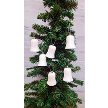 Asöy Yılbaşı Ağacı Süsü 4.5 cm Cici Beyaz Simli Çan Işıltılı Parıltılı Süs Parlak 6 Adet