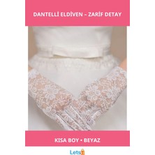 Letsii Beyaz Renk Kısa Dantelli Eldiven Zarif Aksesuar