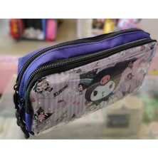 Ada Çanta Kırtasiye Çocuk Kalem Kutusu Iki Bölümlü Kuromi Figürlü Pullu (AD451)