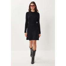 Happiness İstanbul Fitilli Triko Kısa Çan Elbise LCI0055 Siyah