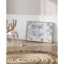 Fuart.Co Vintage Mavi Çiçekler Yatay Dijital Baskı Poster (Çerçevesiz) VIFU