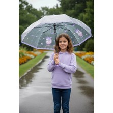 Miniso Sanrio Lisanslı Şeffaf Uzun Saplı Şemsiye ((Kuromi)