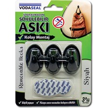 3 Adet  Vodaseal Sökülebilir Askı 3'lü Siyah