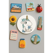 Nurdic Modern ve Dekoratif Yuvarlak Buzdolabı Magneti Magnet Büyük Boy 10X10 cm - Unicornpattern