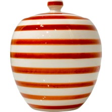 Lara Decor Turuncu Çizgili Mini Seramik Küp