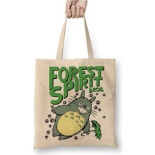 Toyaso Forest Spirit Bros Totoro Beyaz Bez Çanta Uzun Saplı Alışveriş Çantası Plaj Çantası