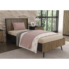 Sakura Hunerika Minoa Zebra Desen Tek Kişilik Premium Karyola- Minifiks - Siyah/atlantik Çam