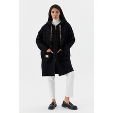 Shopping Shop Kapüşonlu Cepli Uzun Hırka Sıyah