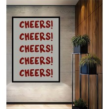 Teona Ahşap Çerçeve Görünümlü Cheers Temalı Dekoratif Ahşap Mdf Ev Duvar Tablo Dikdörtgen Ev Duvar Tablo