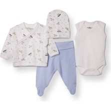 Tiffany Erkek Bebek Yenidoğan Prematüre Set Interlok Zarf Yaka Uzun Kol Patikli Paça