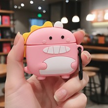 Caseonn Huawei Freebuds Se 2 Kılıf Karakter Figürlü Dinazor Pembe