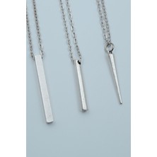 IDR 3'lü Çubuk Prizma Silindir Çubuk Gümüş Kaplama Kolye Seti