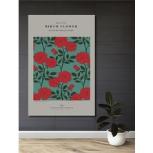 Teona Ahşap Kırmızı Güller Dekoratif Ahşap Mdf Ev/İşyeri Duvar Tablo Dikdörtgen Ev/İşyeri Duvar Tablo