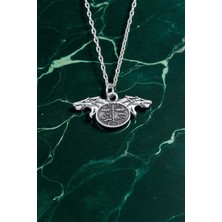 IDR Kam - Şaman Davulu Kurt Gümüş Kaplama Düz Zincir Kolye