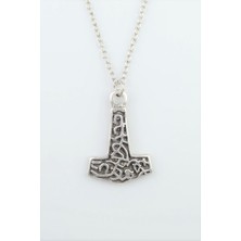 IDR Thor Mjollnir Hammer Gümüş Kaplama Düz Zincir Kolye