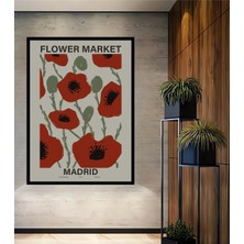 Teona Ahşap Çerçeve Görünümlü Dekoratif Ahşap Dikdörtgen Tablo Çiçek Pazarı Madrid