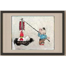 Karikatural Wang Cheng 29X21CM Orijinal Karikatür Tablo