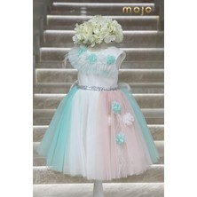 Mojo Bebek Mojo Kız Çocuk Çiçek Detaylı Abiye Elbise 2468 Beyaz