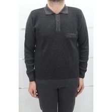 Santa Fistan Store Erkek Düz Klasik Kesim Rahat Kalıp Polo Yaka Tek Cepli Kışlık Yünlü Kazak