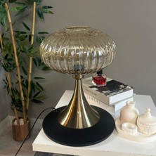 Bamyum Mesa Bal Rengi Cam Masa Lambası Dekoratif Abajur Çocuk Odası Başucu Lambası Okuma Lambası